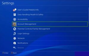 Select Account Management from PlayStation Settings 