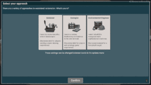mode selection Terra Nil